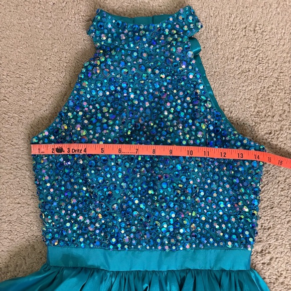 Sherri Hill Teal Rhinestone Halter Homecoming/Cocktail Dress - Size: 2 - NWT - Picture 10 of 14